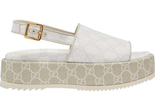 Sneakerek és cipők Gucci GG Platform Sandal White Beige (Women's) Szürke | 701153 96G60 9061