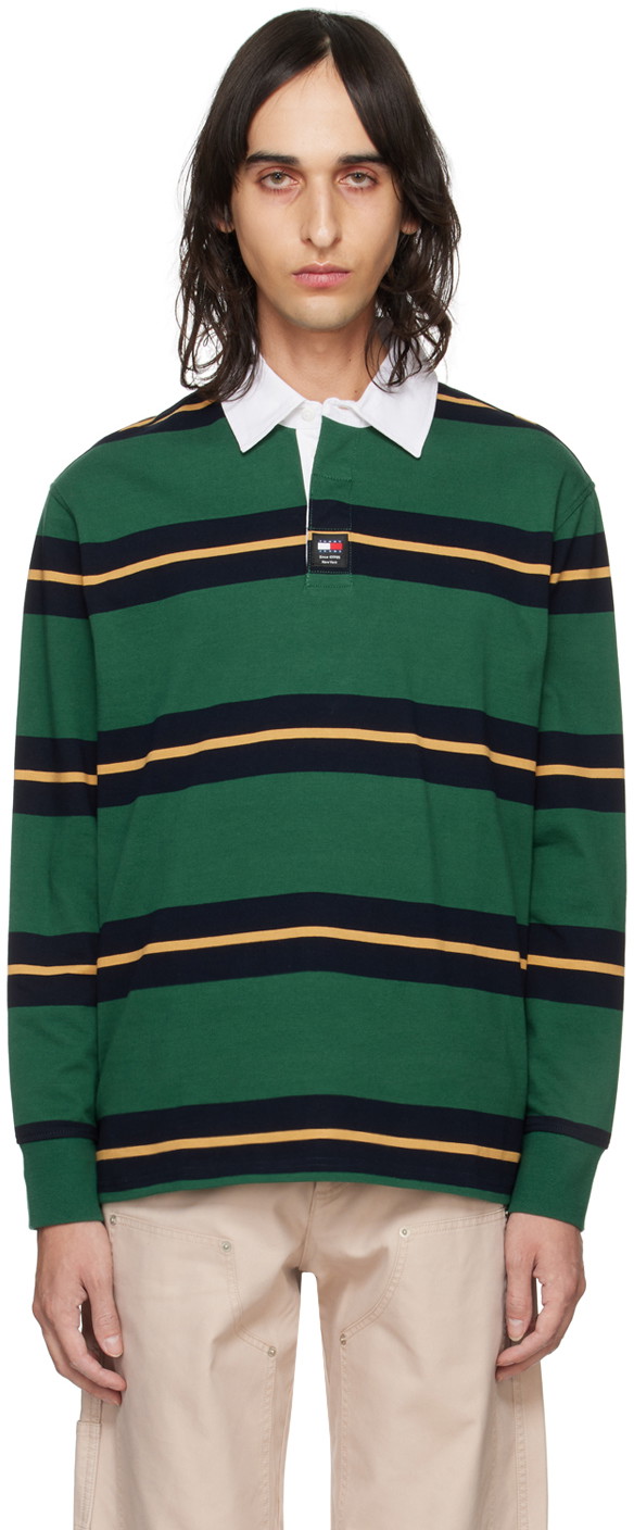 Pólóingek Tommy Hilfiger Tommy Jeans Green Rugby Stripe Zöld | DM18311 L4L