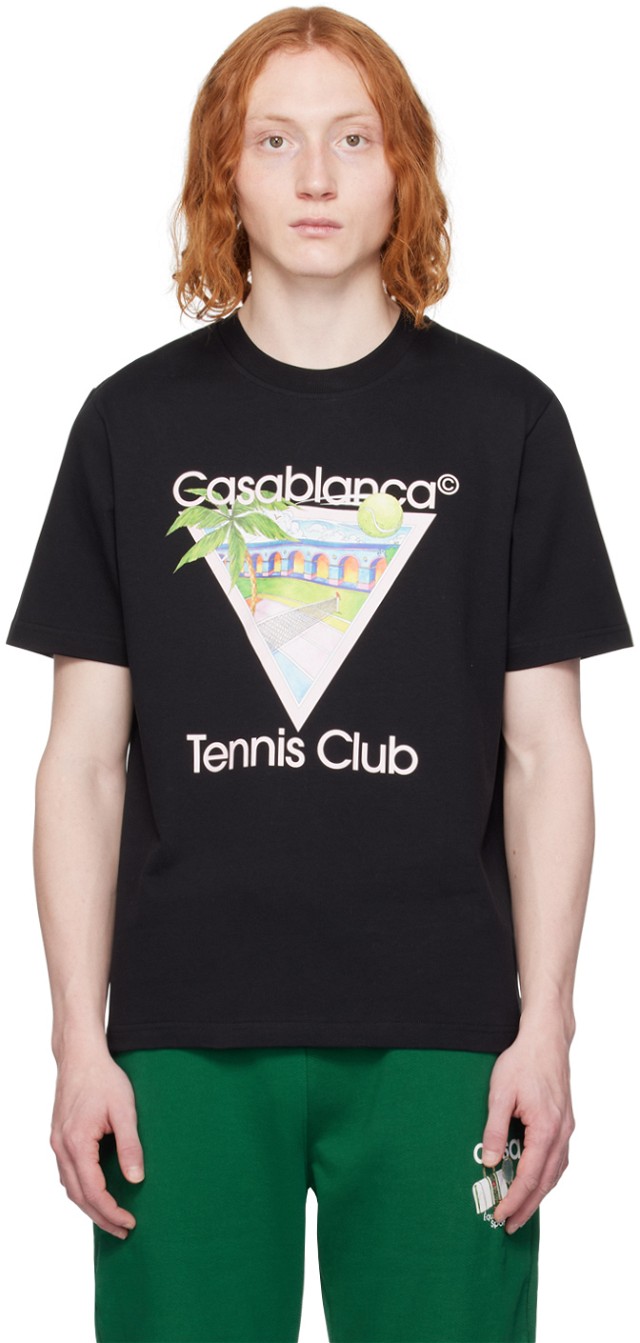 Póló Casablanca SSENSE x 'Tennis Club' Icon T-Shirt Fekete | MPS24-JTS-001-12