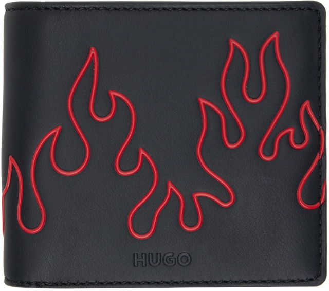 Pénztárca BOSS Hugo Faux-Leather Flame Artwork Wallet Fekete | 50512956