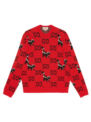 Pulóver Gucci GG And Skunk Wool Knit Sweater 
Piros | 711576 XKCL2 6229