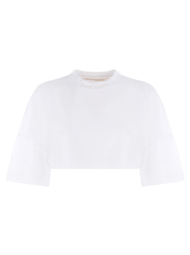 Crop topok Palm Angels Classic Over Logo Cropped T-Shirt Fehér | PWAA054F22JER0010101