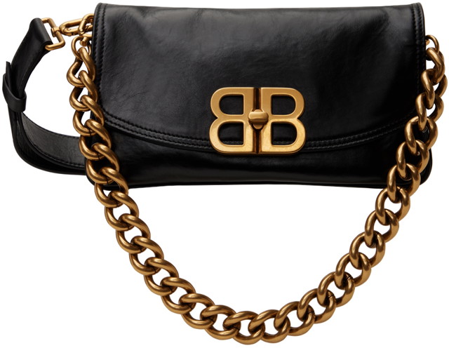 Kézitáskák Balenciaga Black 'BB' Soft Small Flap Bag Fekete | 7485982AAIZ