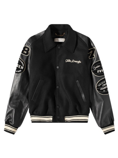 Bomber dzsekik Golden Goose College Patch Bomber Varsity Jacket Fekete | GMP01296-P000940-90194