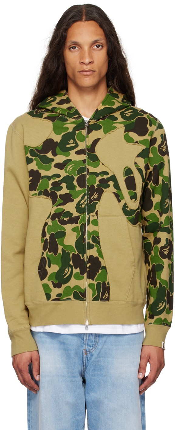 Sweatshirt BAPE BAPE Khaki ABC Camo Patchwork Full Zip Hoodie Zöld | 001ZPK301008M