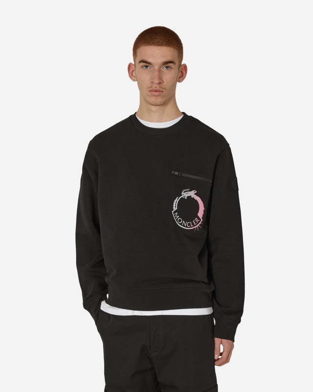 Sweatshirt Moncler Year of The Dragon Logo Motif Crewneck Sweatshirt Fekete | 8G00027899RB 999