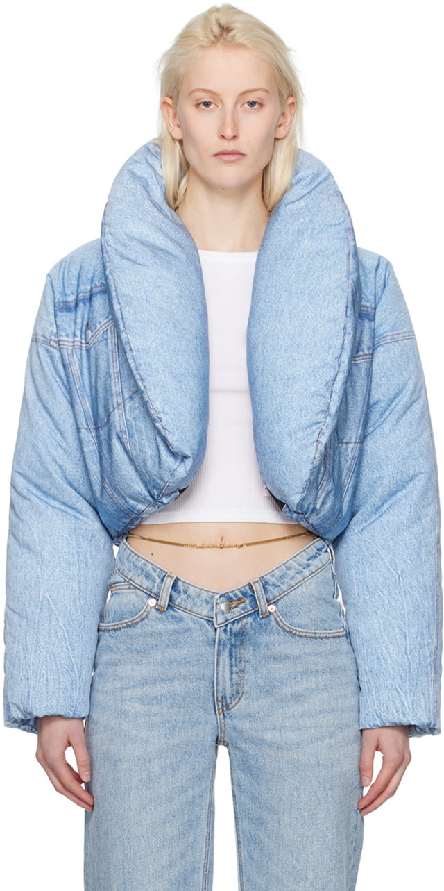 Dzsekik Alexander Wang Cropped Down Jacket Kék | 1WC1242521