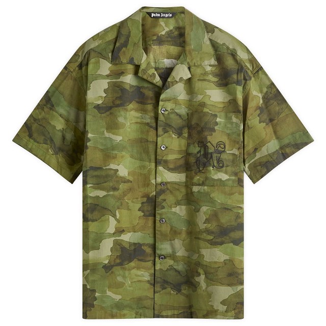 Ing Palm Angels Camo Military Shirt Zöld | PMGG007F24FAB0055610