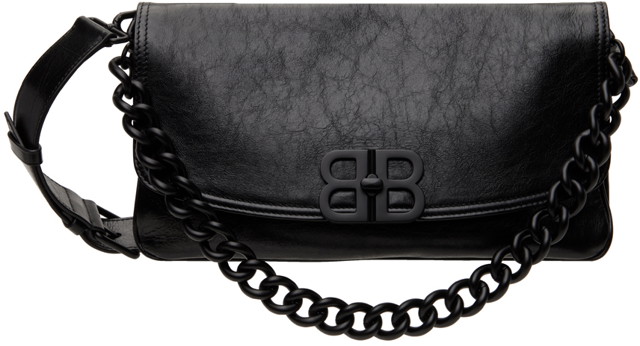 Kézitáskák Balenciaga Black 'BB' Soft Medium Flap Bag Fekete | 7485962AA26