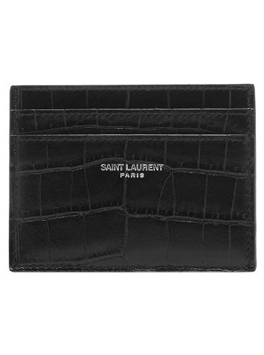 Pénztárca Saint Laurent Embossed Leather Credit Card Case Fekete | 375946 DZE0E 1000