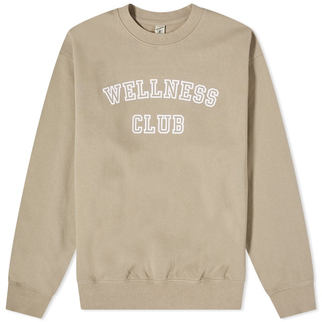 Pulóver Sporty & Rich Wellness Club Flocked Crew Sweat Bézs | CRAW2340EL