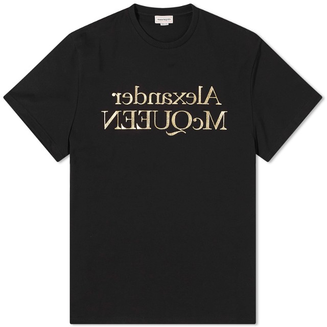 Póló Alexander McQueen Reflected Foil Logo T-Shirt Fekete | 781977-QTAA0-0566