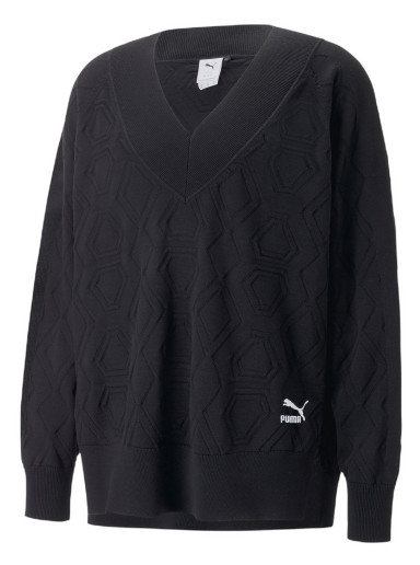 Sweatshirt Puma Luxe Sport Oversized Sweatshirt Fekete | 538019_01