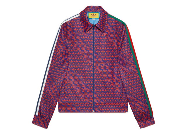 Dzsekik Gucci adidas x Double G and Trefoil Print Jacket Blue/Red Orgona | 692112 XJEKV 4711