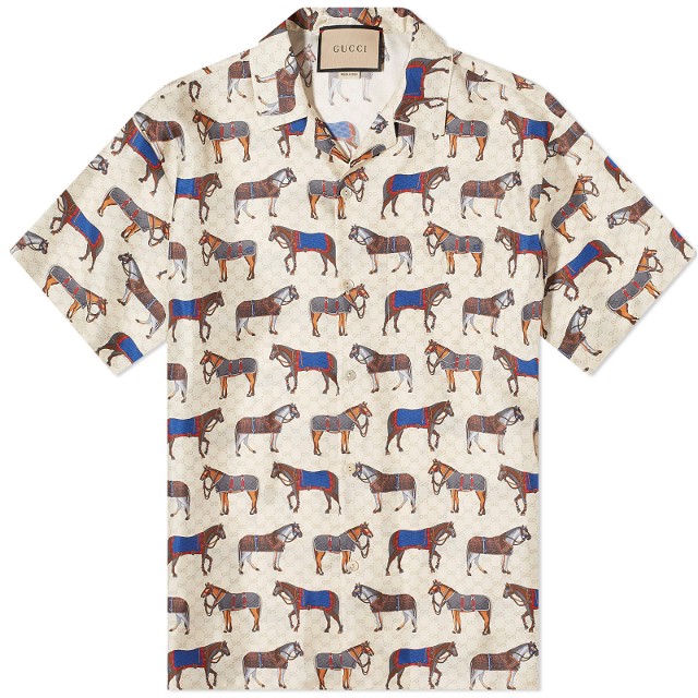 Ing Gucci Horse Parade Vacation Shirt Bézs | 770432-ZAPEG-9275