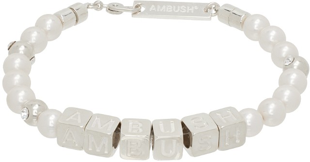 Karkötők Ambush Pearl Letterblock Bracelet Szürke | BMOA001S24SIL0017200