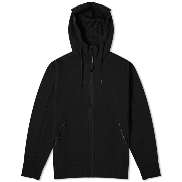 Sweatshirt C.P. Company Diagonal Raised Fleece Goggle Zipped Hoodie Fekete | CMSS082A-005086W-999