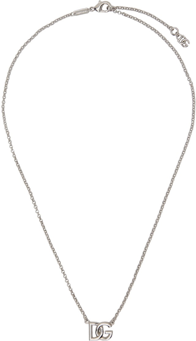 Silver Rolo Chain 'DG' Necklace