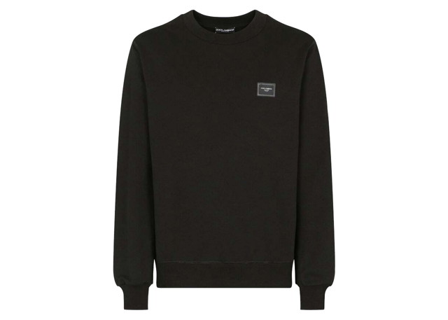 Sweatshirt Dolce & Gabbana Jersey Branded Plate Sweatshirt Black Fekete | G9PD3TFU7DUN0000