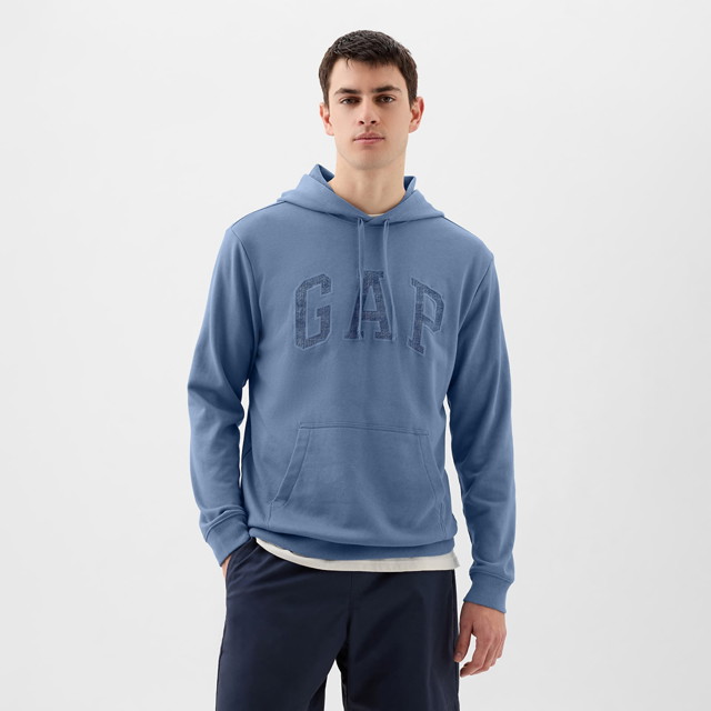 Sweatshirt GAP French Terry Pullover Logo Hoodie Soft Cornflower Kék | 868458-01