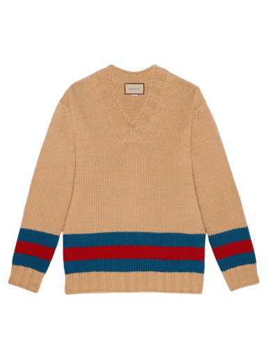 Pulóver Gucci Fine Mohair Wool Webbed Sweater Bézs | 715291 XKCJ4 2183
