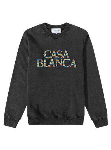 Sweatshirt Casablanca Ange de Jour Stacked Logo Crew Sweat Fekete | MS23-JTP-001-03