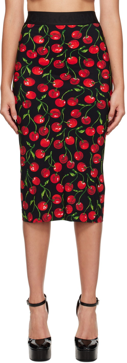Szoknya Dolce & Gabbana Black & Red Cherry Midi Skirt 
Piros | F4COCT FSG54