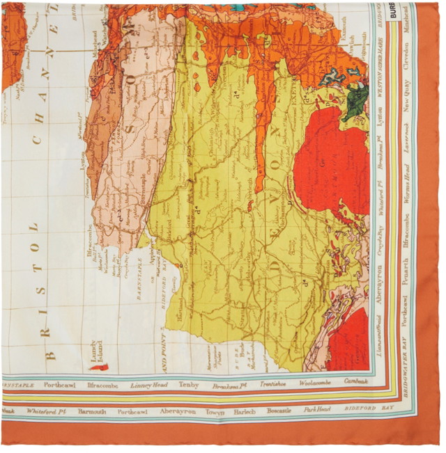 Map Print Scarf Orange