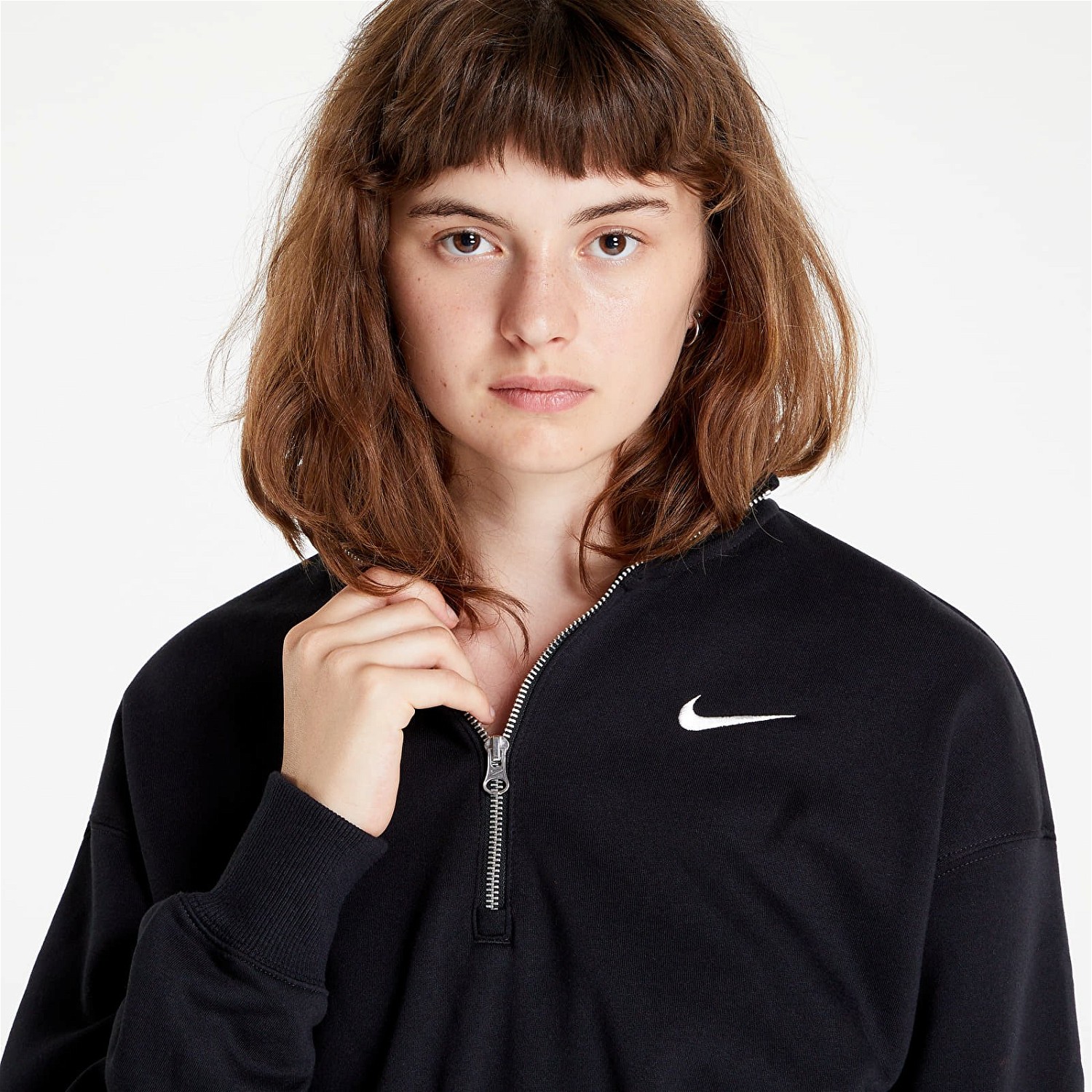 Sweatshirt Nike Phoenix Fleece  1/2-Zip Oversized Crop Sweatshirt Fekete | DQ5767-010, 0