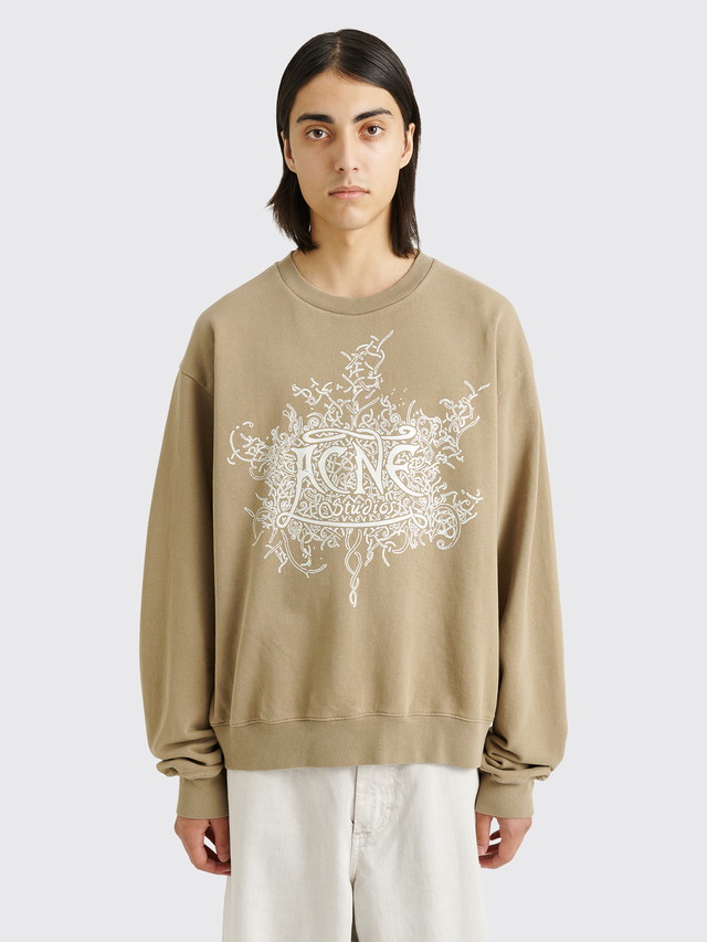 Pulóver Acne Studios Glow In The Dark Logo Sweater Dark Beige Bézs | FN-MN-SWEA000344