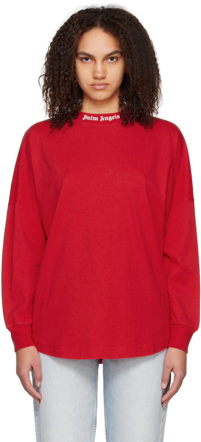 Póló Palm Angels Red Classic Long Sleeve 
Piros | PMAB001C99JER0042501