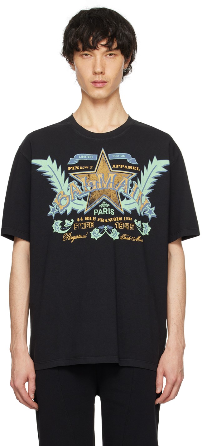 Póló Balmain Western T-Shirt Fekete | CH1EG000GD28, 0
