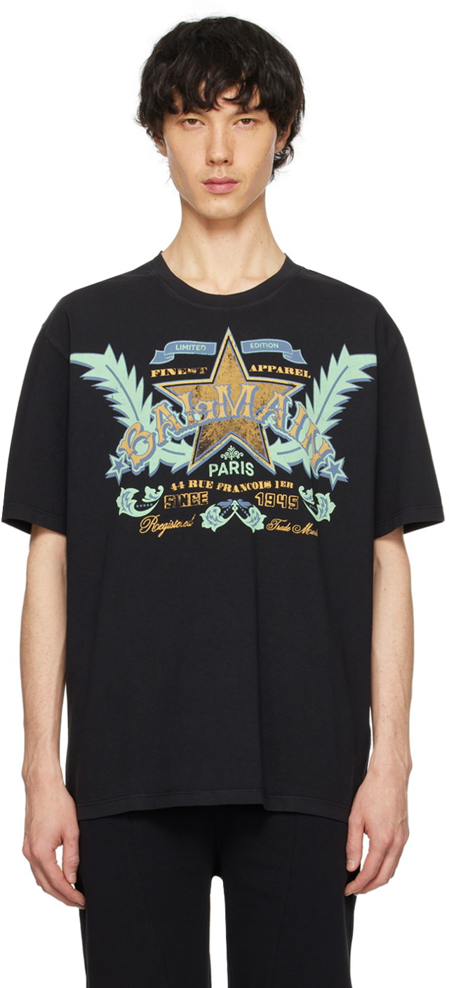 Póló Balmain Western T-Shirt Fekete | CH1EG000GD28