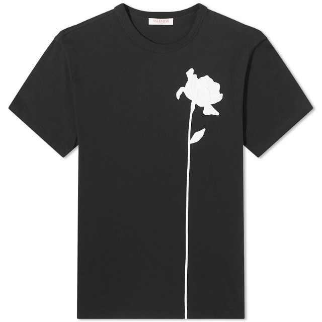 Póló Valentino Men's Flower Embroidery Fekete | 4V0MG01FA22