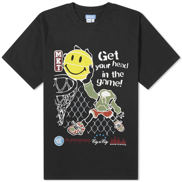 Póló MARKET Smiley Head In The Game T-Shirt Fekete | 399001666-WBK