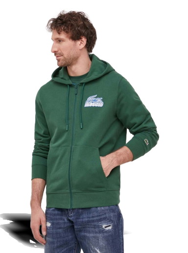 Sweatshirt Lacoste Unbrushed Fleece Zipped Hoodie Zöld | SH5088