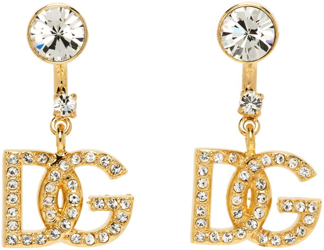 Fülbevaló Dolce & Gabbana Gold Crystal Logo Earrings Fémes | WEN6L1 W1111