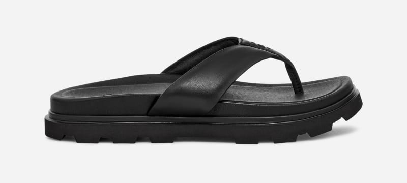 Sneakerek és cipők UGG ® Capitola Flip Flop for Men in Black, Size 9, Leather Fekete | 1153077-BLK, 0