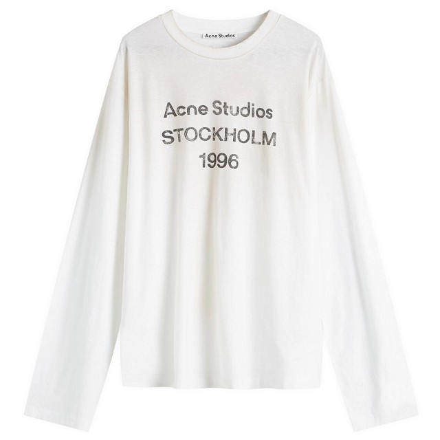 Póló Acne Studios Edden 1996 Logo Long Sleeve Fehér | CL0197-DC6