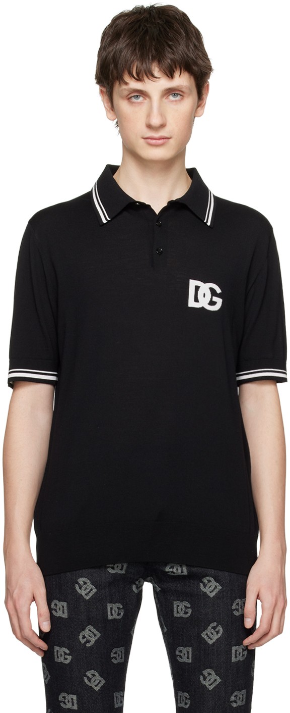 Pólóingek Dolce & Gabbana Black Semi-Sheer Polo Fekete | GXM46TJEMI4