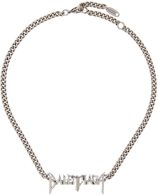 Gunmetal Typo Metal Necklace