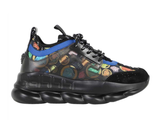 Sneakerek és cipők Versace Chain Reaction Diamond Print Black Blue Multi Fekete | DSU7071E-D27TCG_6X080