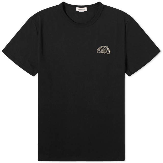 Póló Alexander McQueen Seal Logo T-Shirt Fekete | 776280QXAAB-1000