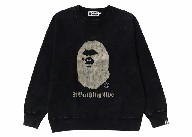 Sweatshirt BAPE BAPE A Bathing Ape Overdye Relaxed Fit Crewneck Black Fekete | 1K30-113-015