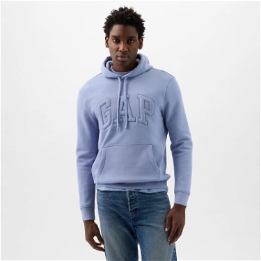 Sweatshirt GAP Pullover Puff Logo Hoodie Distant Blue Kék | 890126-01, 0