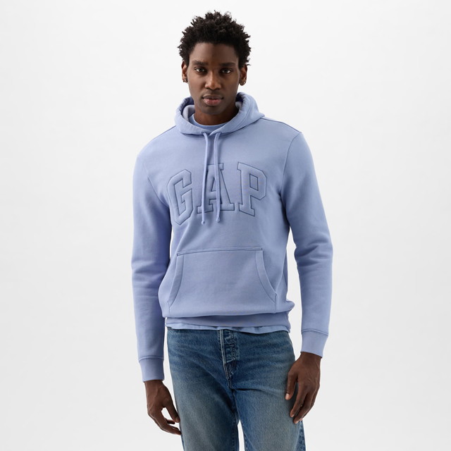 Sweatshirt GAP Pullover Puff Logo Hoodie Distant Blue Kék | 890126-01