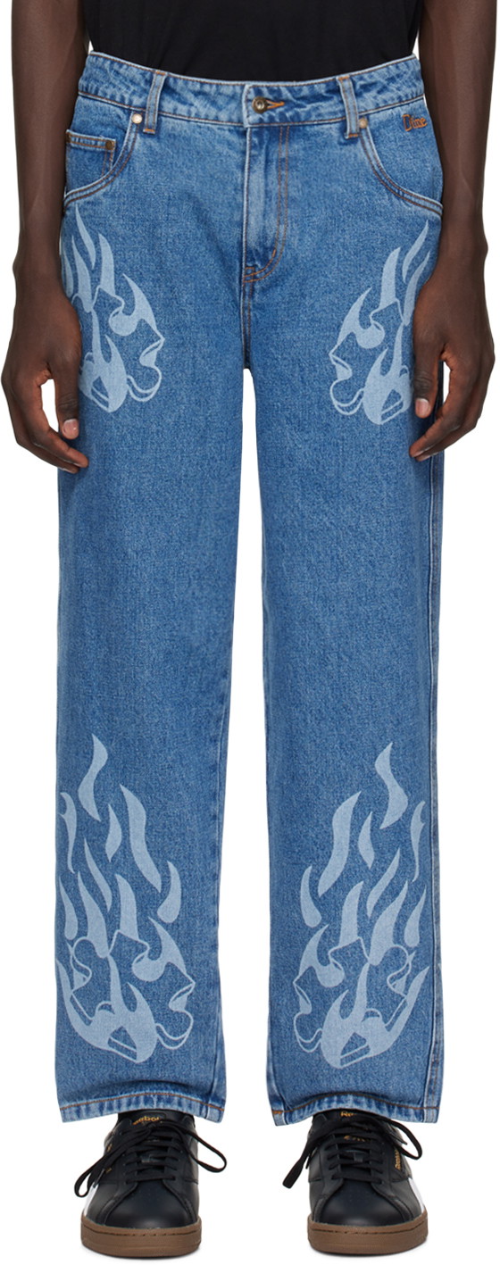 Farmer Dime Flamepuzz Jeans Kék | DIMEHO2339IND