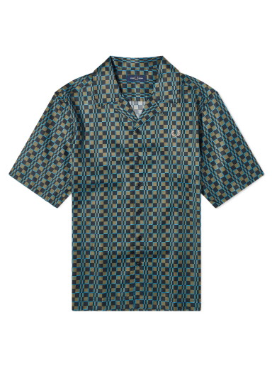 Ing Fred Perry Glitch Chequerboard Vacation Shirt Zöld | M6594-Q55