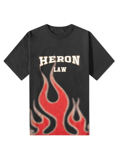 Póló HERON PRESTON Heron Law Flames Tee Fekete | HMAA032S23JER0071025