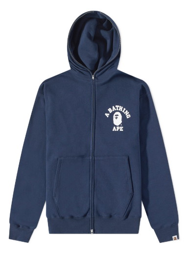 Sweatshirt BAPE College Relaxed Fit Full Zip Hoody Navy Sötétkék | 001ZPJ301018M-NVY